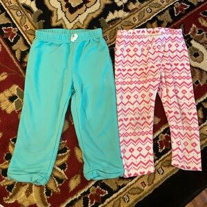18m Teal and Pink Patterned Kids Leggings